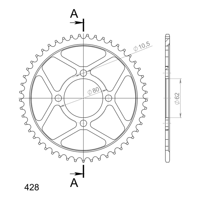 Rear sprocket SUPERSPROX black 49T, 428