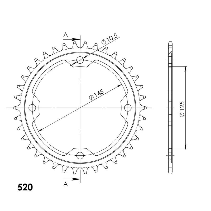 Rear sprocket SUPERSPROX black 37T, 520