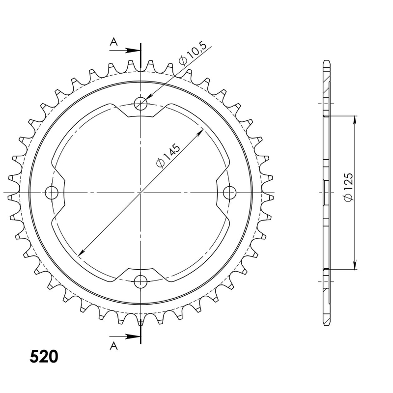 Rear sprocket SUPERSPROX black 40T, 520