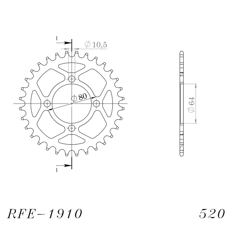 Rear sprocket SUPERSPROX black 32T, 520