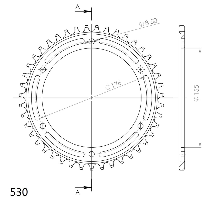 Rear sprocket SUPERSPROX black 42T, 530