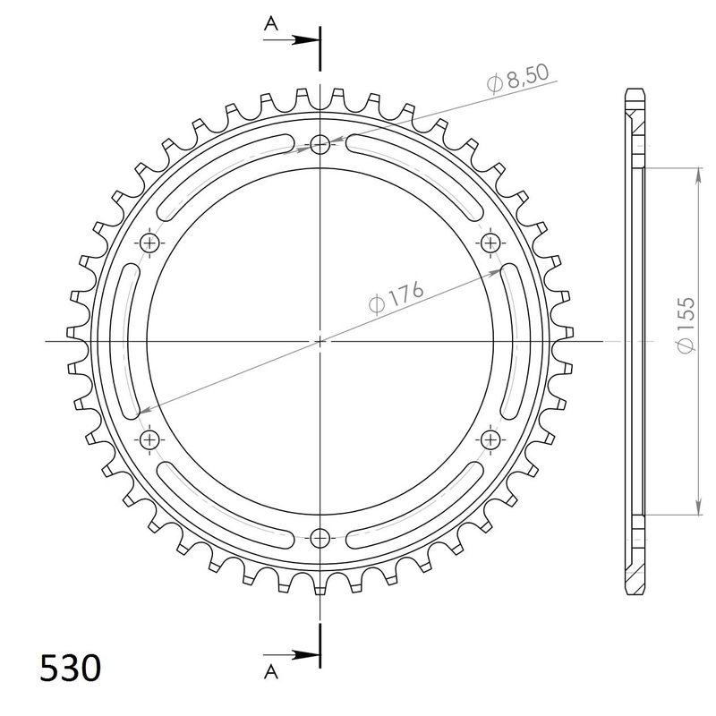 Rear sprocket SUPERSPROX black 43T, 530