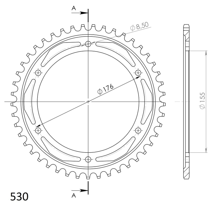 Rear sprocket SUPERSPROX black 45T, 530