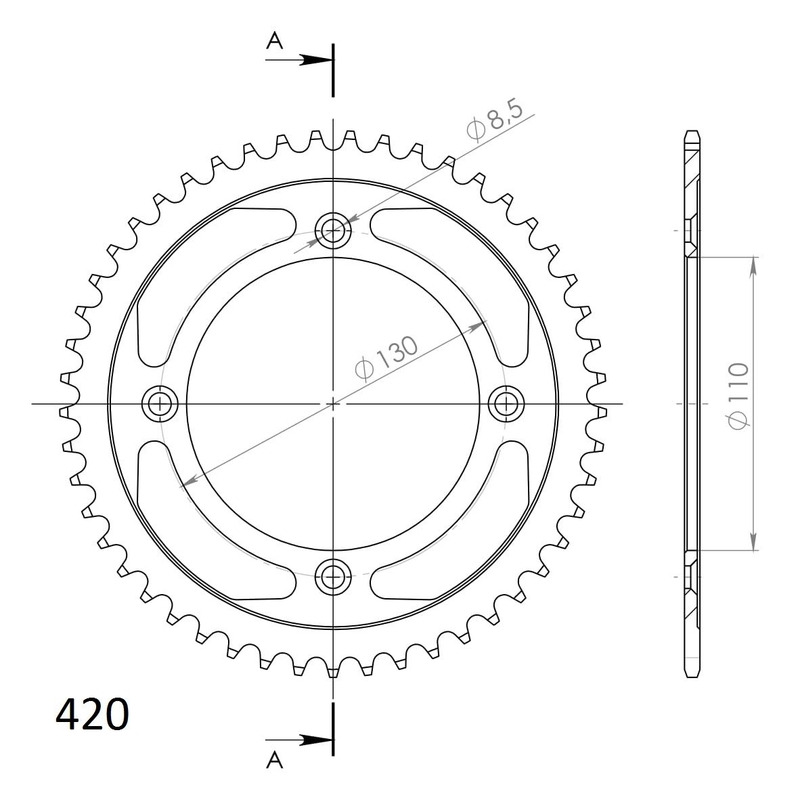 Rear sprocket SUPERSPROX black 49T, 420