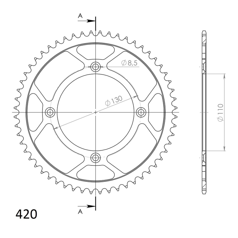Rear sprocket SUPERSPROX black 56T, 420