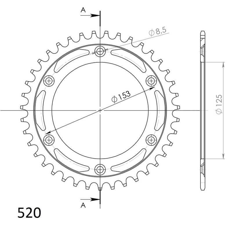 Rear sprocket SUPERSPROX black 39T, 520