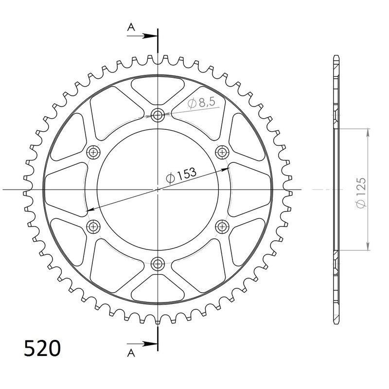 Rear sprocket SUPERSPROX black 50T, 520