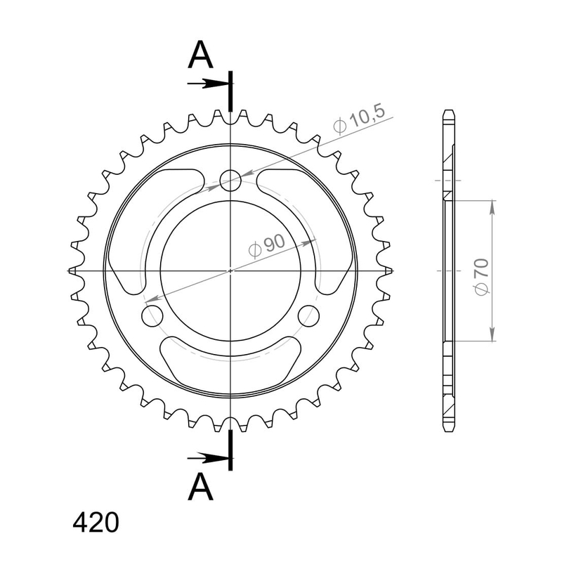 Rear sprocket SUPERSPROX black 38T, 420