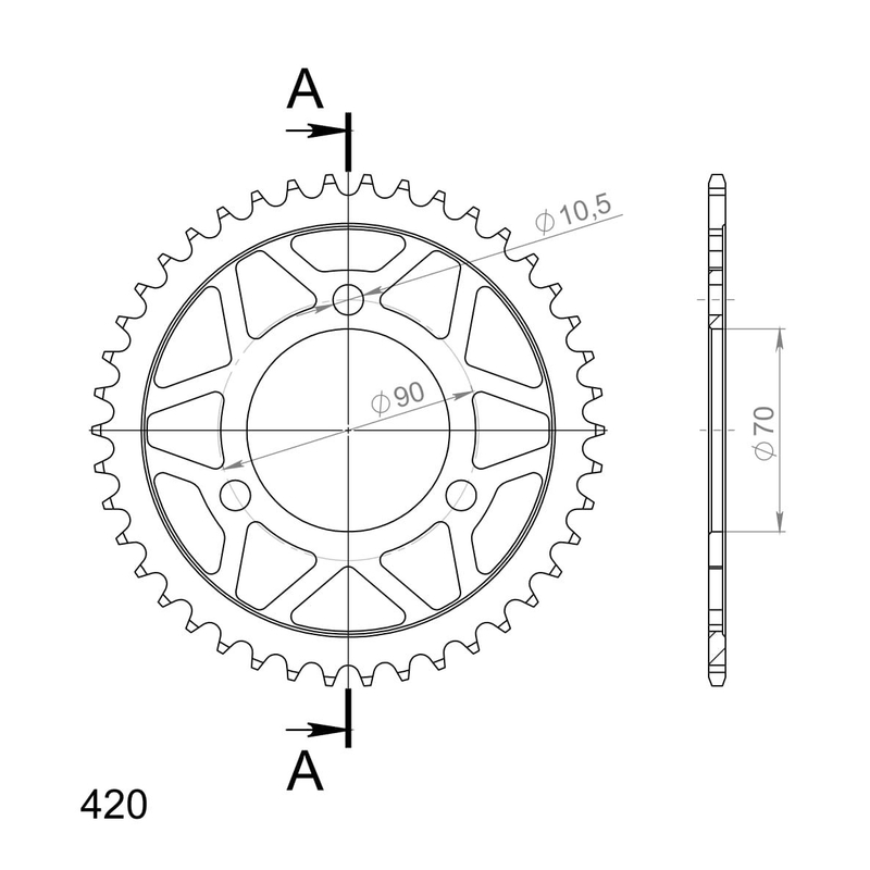 Rear sprocket SUPERSPROX black 42T, 420 wyprzedaż