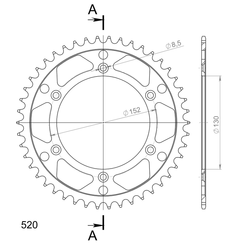 Rear sprocket SUPERSPROX black 46T, 520
