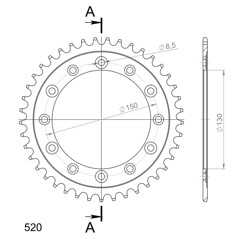 Rear sprocket SUPERSPROX black 41T, 520