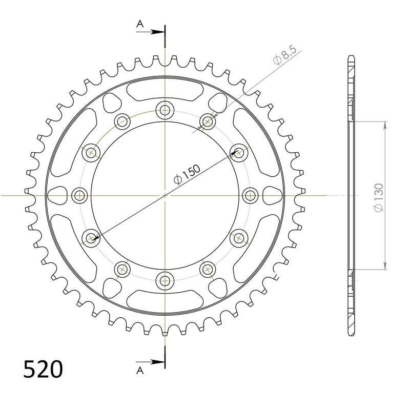 Rear sprocket SUPERSPROX black 47T, 520