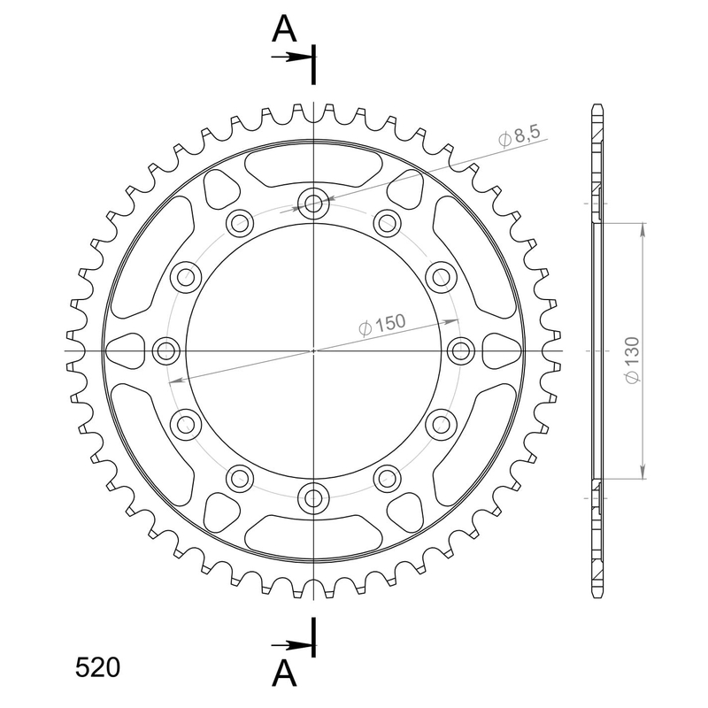 Rear sprocket SUPERSPROX black 48T, 520