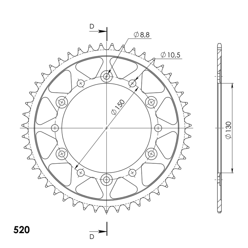 Rear sprocket SUPERSPROX black 48T, 520