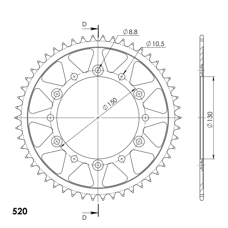 Rear sprocket SUPERSPROX black 50T, 520