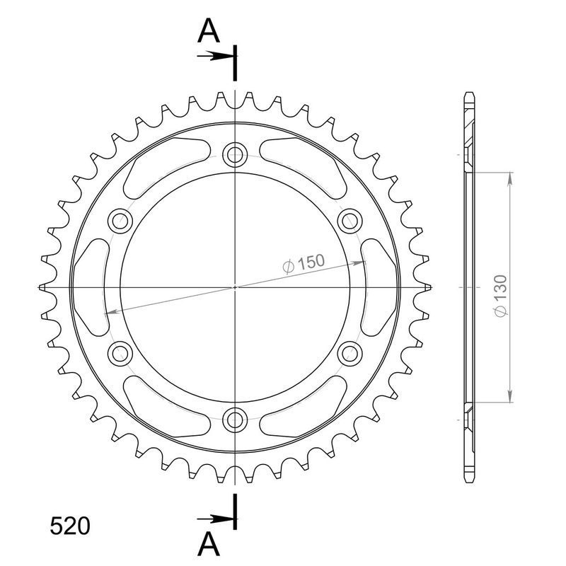 Rear sprocket SUPERSPROX black 42T, 520