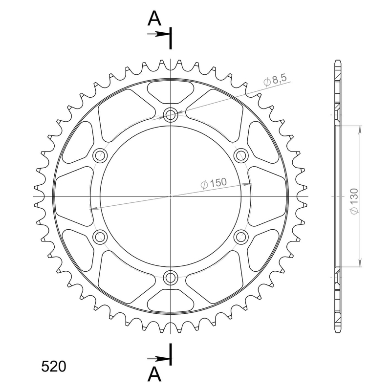 Rear sprocket SUPERSPROX black 48T, 520