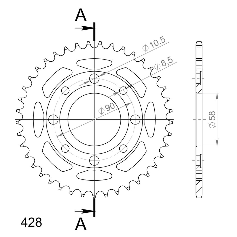 Rear sprocket SUPERSPROX black 41T, 428