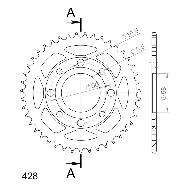 Rear sprocket SUPERSPROX black 43T, 428 wyprzedaż