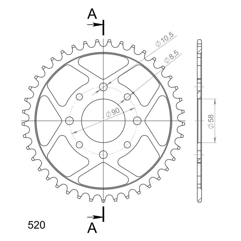 Rear sprocket SUPERSPROX black 41T, 520 wyprzedaż