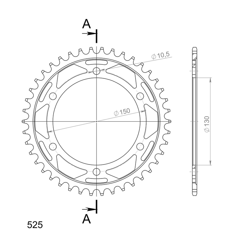 Rear sprocket SUPERSPROX black 42T, 525
