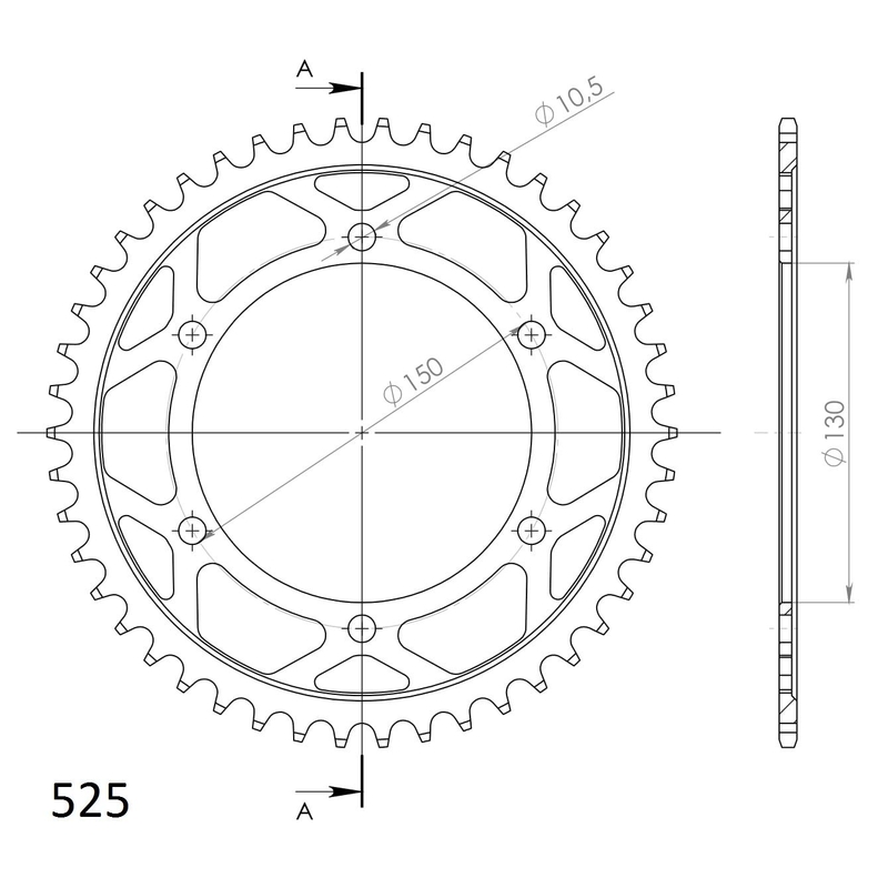 Rear sprocket SUPERSPROX black 46T, 525