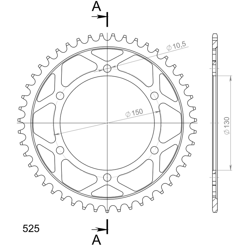 Rear sprocket SUPERSPROX black 47T, 525