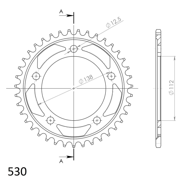 Rear sprocket SUPERSPROX black 39T, 530