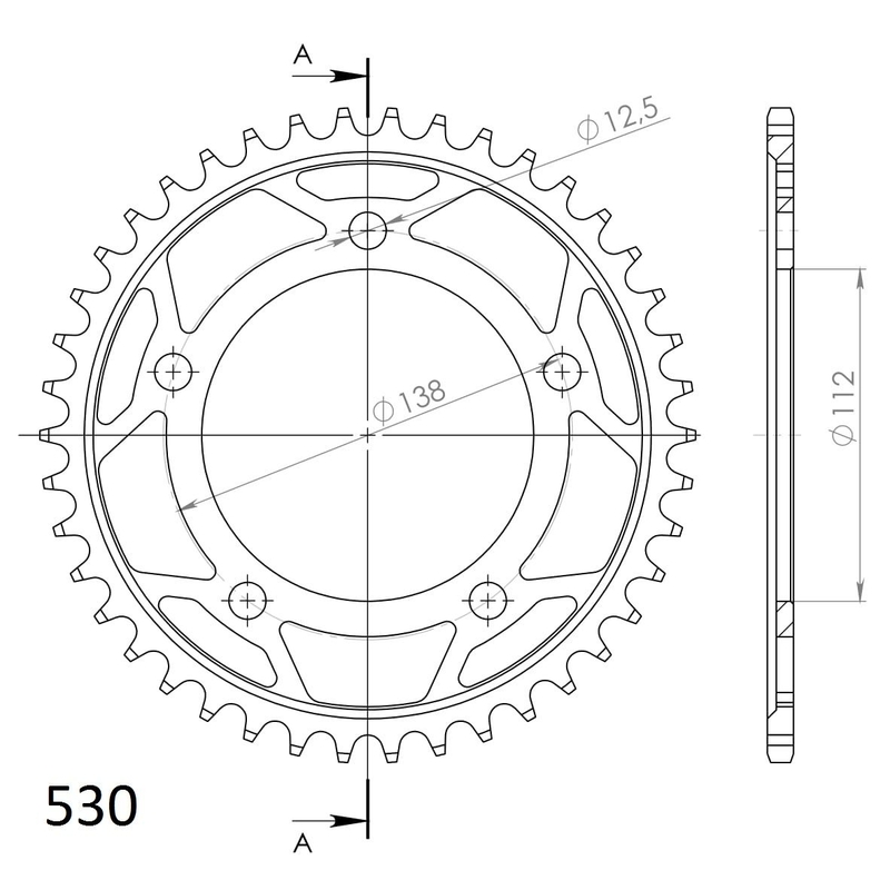 Rear sprocket SUPERSPROX black 42T, 530