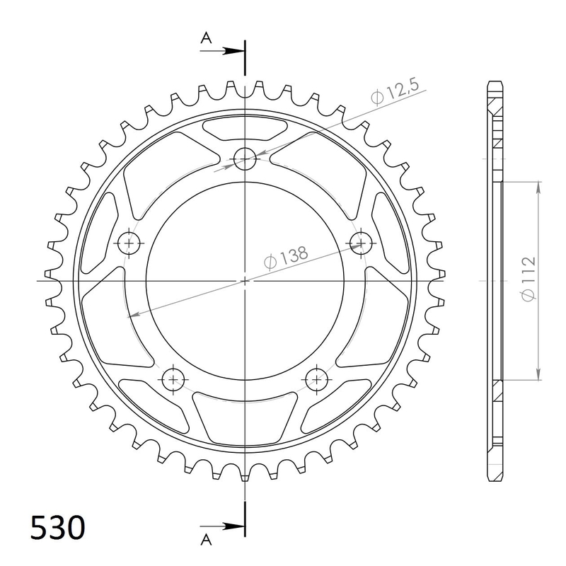 Rear sprocket SUPERSPROX black 43T, 530