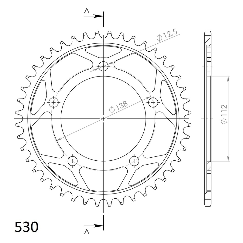 Rear sprocket SUPERSPROX black 44T, 530