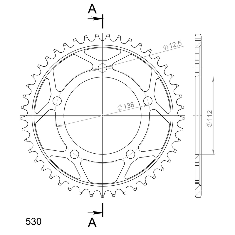 Rear sprocket SUPERSPROX black 45T, 530