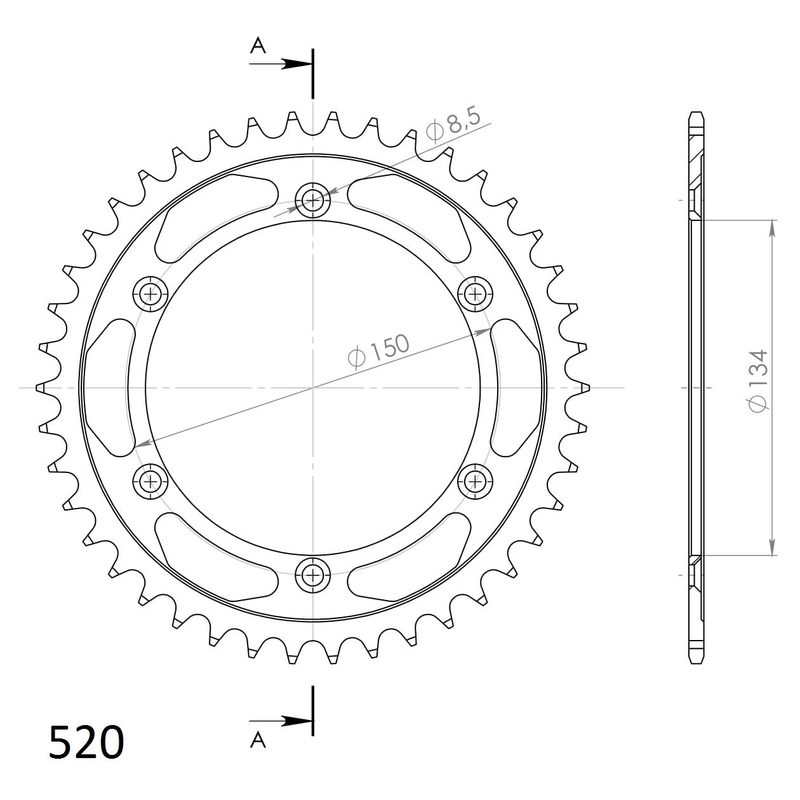 Rear sprocket SUPERSPROX black 42T, 520