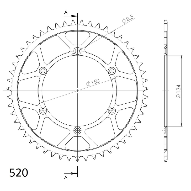Rear sprocket SUPERSPROX black 50T, 520