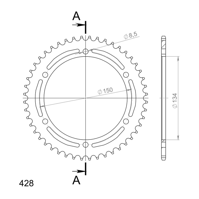 Rear sprocket SUPERSPROX black 48T, 428