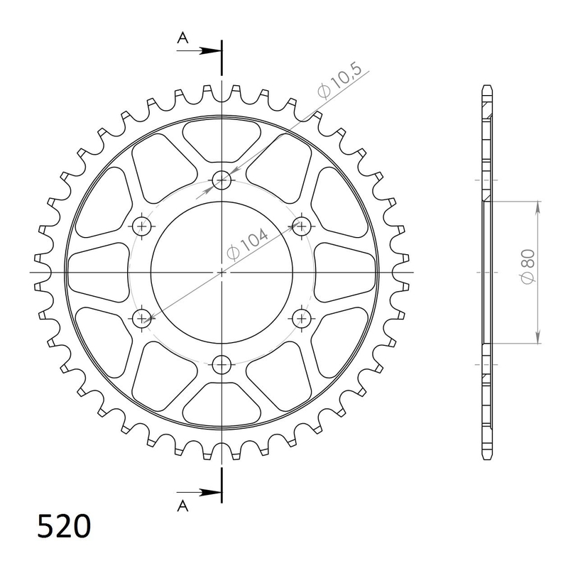 Rear sprocket SUPERSPROX black 40T, 520
