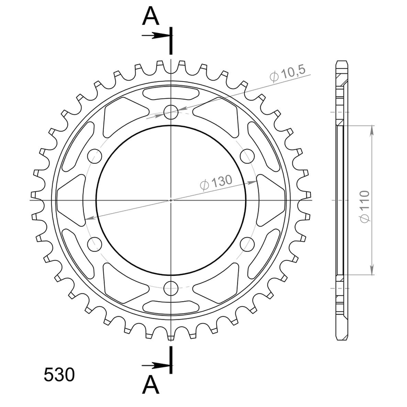 Rear sprocket SUPERSPROX black 39T, 530 wyprzedaż