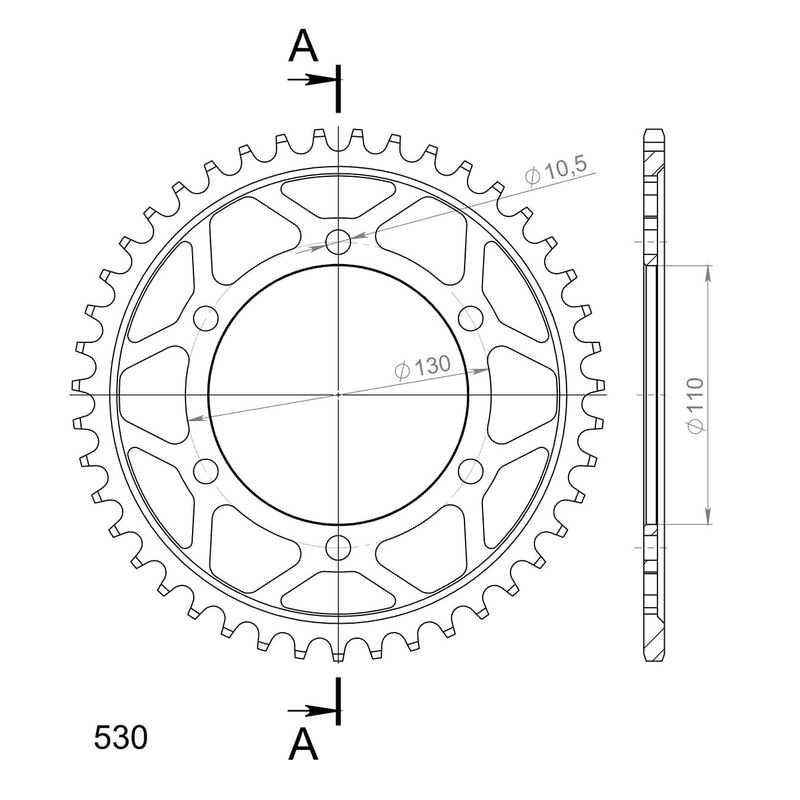 Rear sprocket SUPERSPROX black 43T, 530