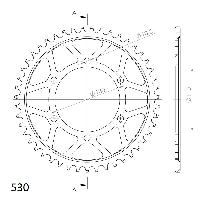 Rear sprocket SUPERSPROX black 47T, 530