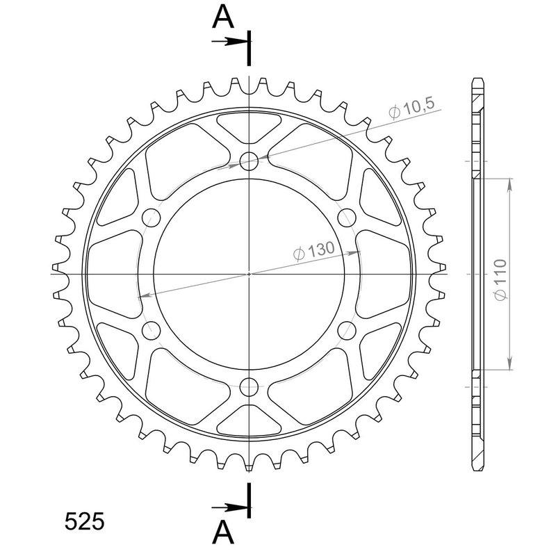 Rear sprocket SUPERSPROX black 43T, 525
