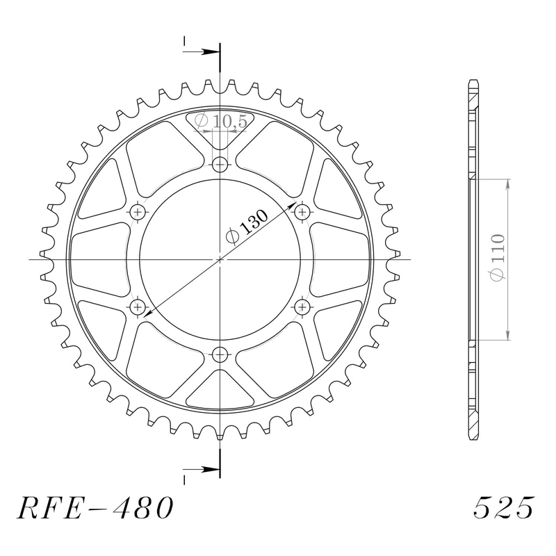 Rear sprocket SUPERSPROX black 45T, 525