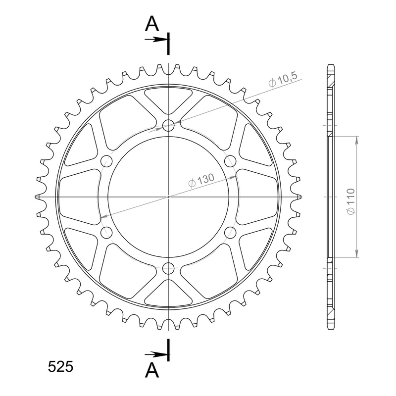 Rear sprocket SUPERSPROX black 46T, 525