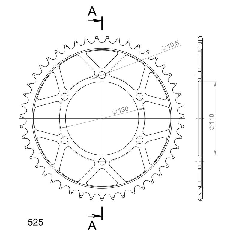 Rear sprocket SUPERSPROX black 47T, 525