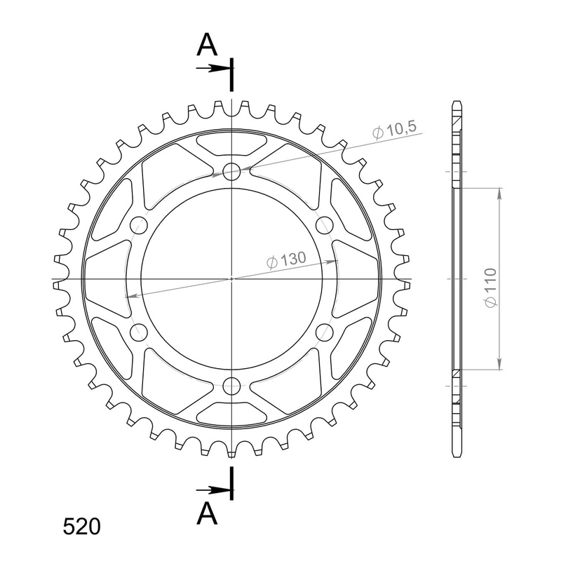 Rear sprocket SUPERSPROX black 41T, 520