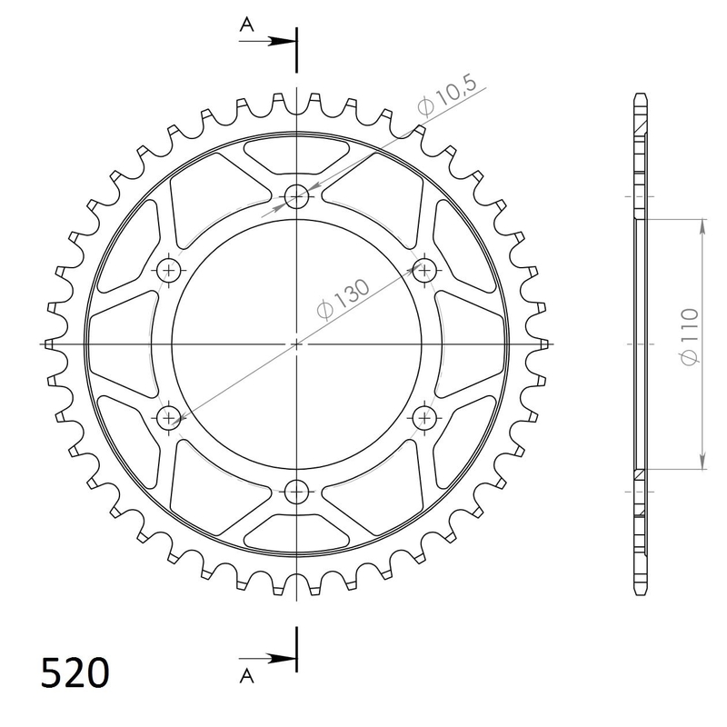 Rear sprocket SUPERSPROX black 42T, 520