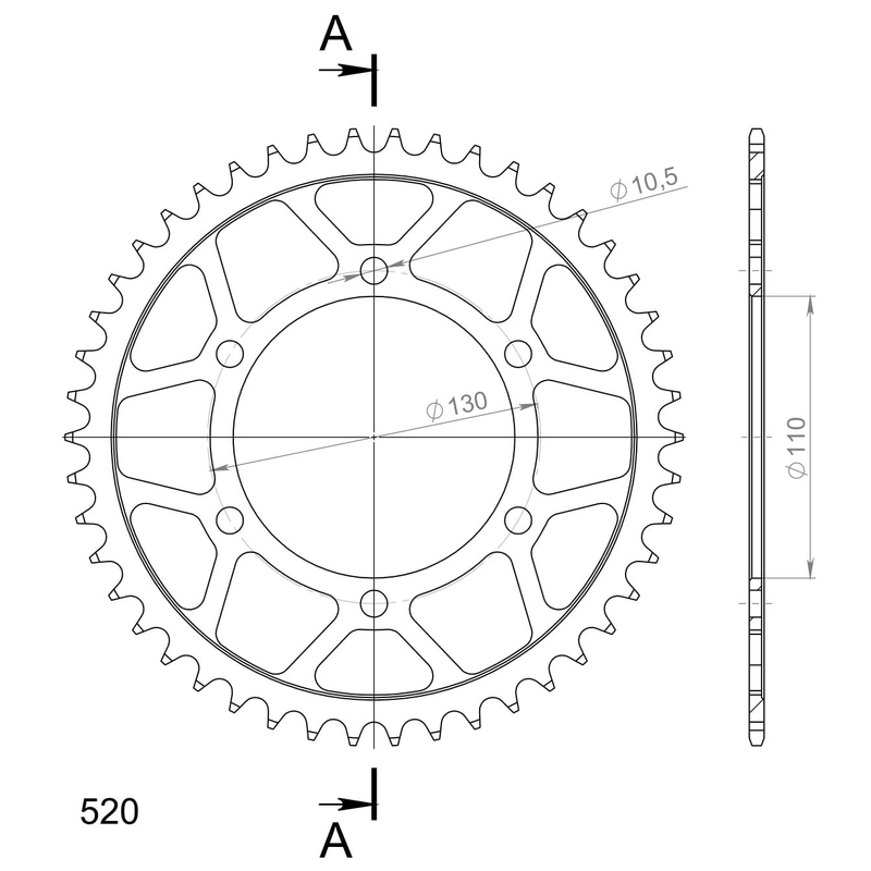 Rear sprocket SUPERSPROX black 46T, 520
