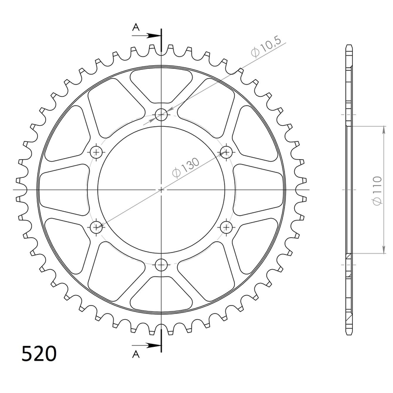 Rear sprocket SUPERSPROX black 48T, 520