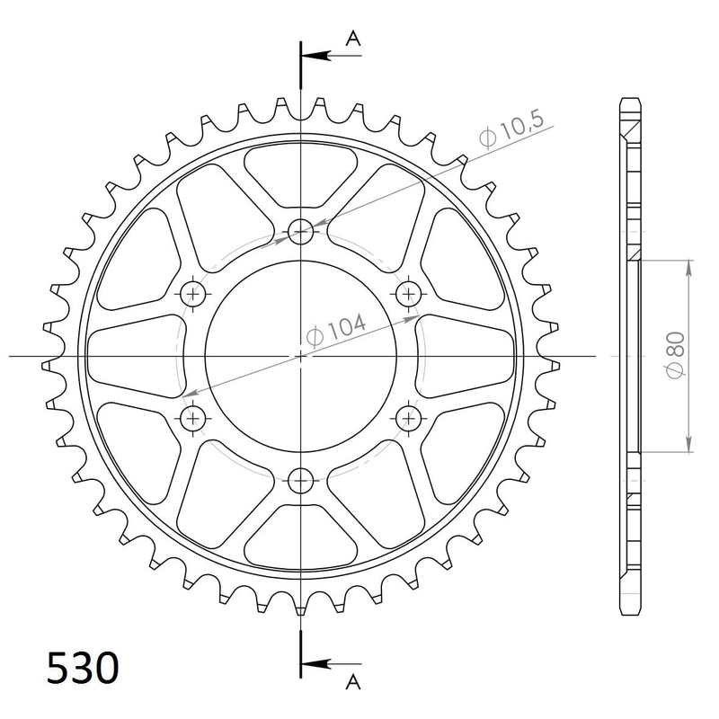 Rear sprocket SUPERSPROX black 41T, 530