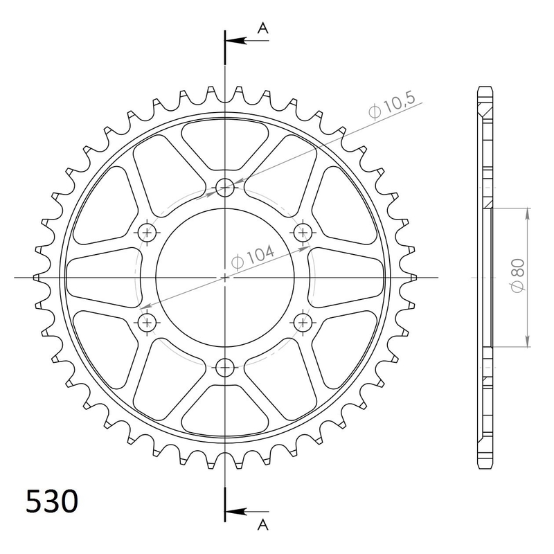 Rear sprocket SUPERSPROX black 42T, 530