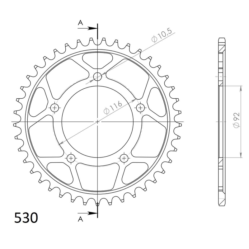 Rear sprocket SUPERSPROX black 41T, 530